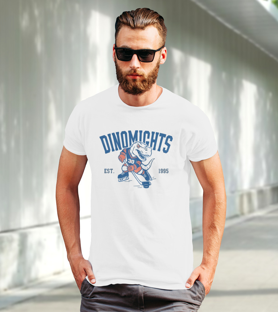 DinoMights Hockey Est 1995 Dinosaur Team Mascot T-Shirt