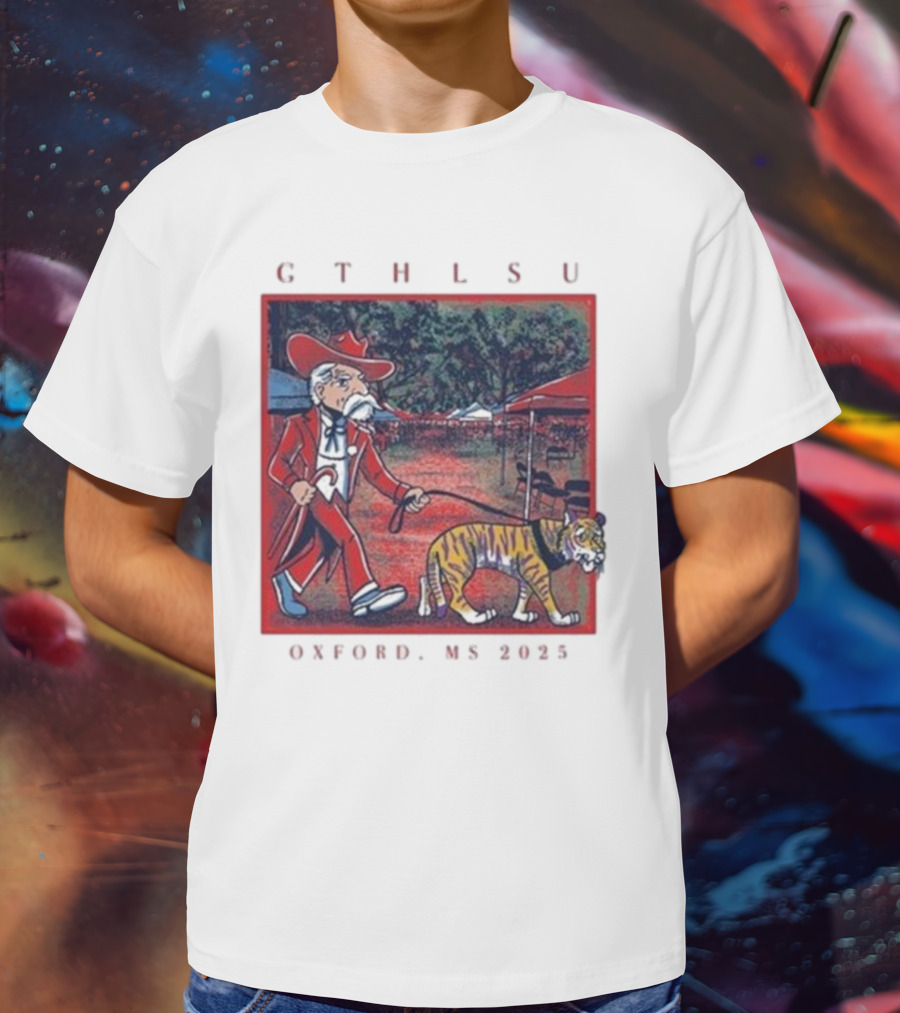 GTH LSU Rebel Walking Tiger Oxford MS 2025 T-Shirt