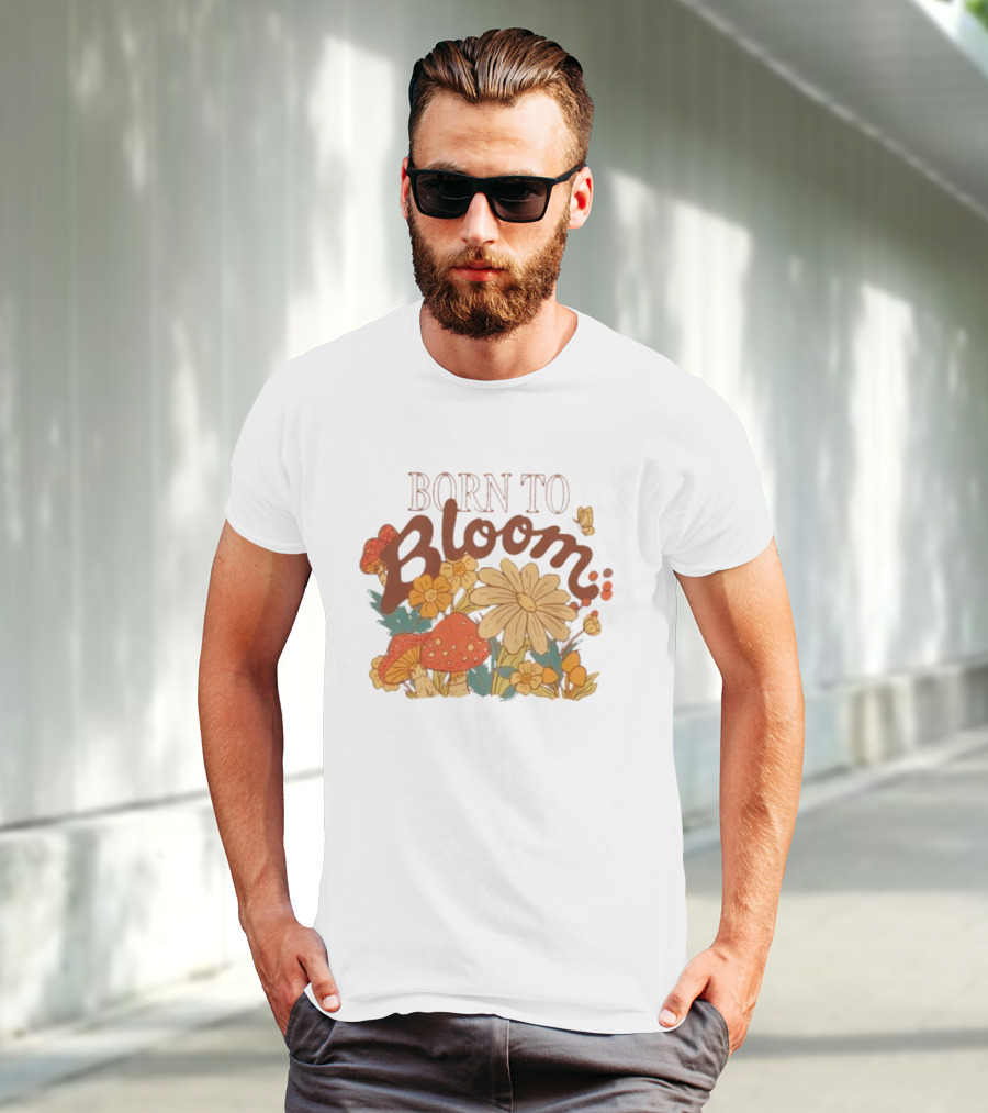 ```Born To Bloom Autumn Vintage Floral Mushrooms And Butterflies Theme``` T-Shirt