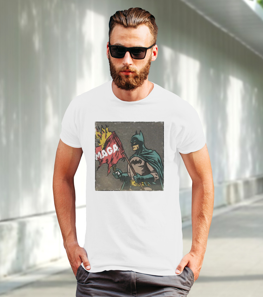 "Cult Of The Batman Holding Burning MAGA Flag" T-Shirt