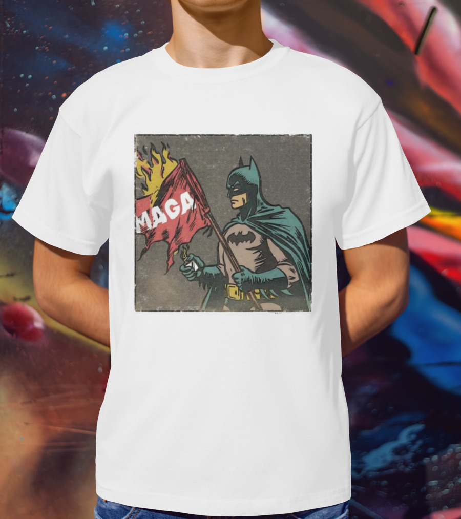 "Cult Of The Batman Holding Burning MAGA Flag" T-Shirt