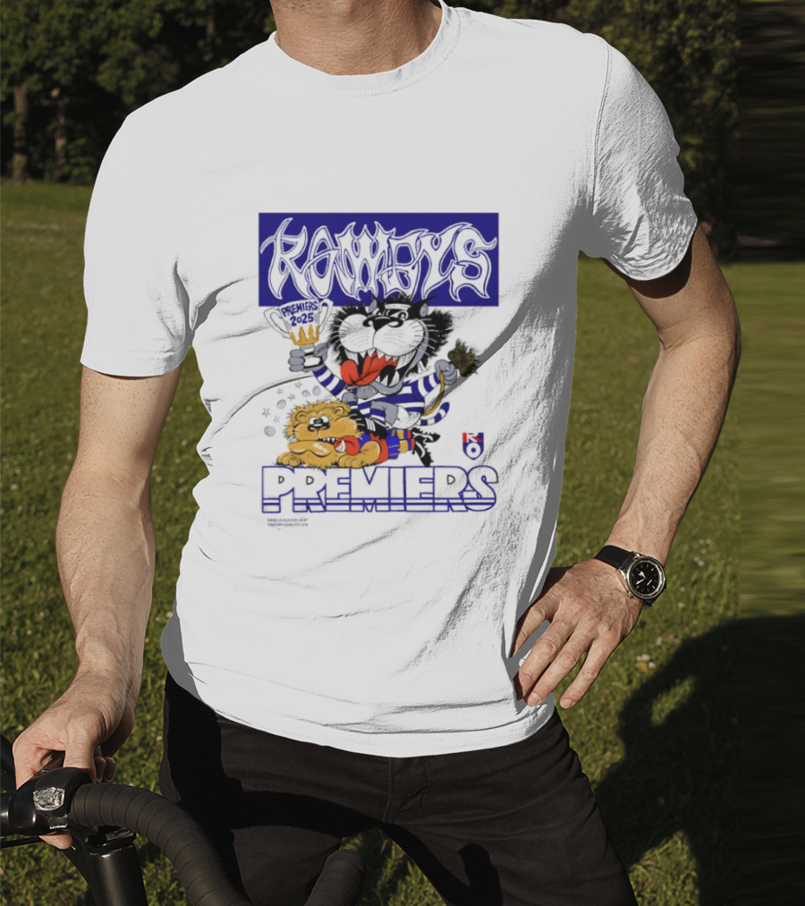 Geelong Cats Rowdys AFL Grand Finals 2025 Premiers Champions Cartoon Style T-Shirt