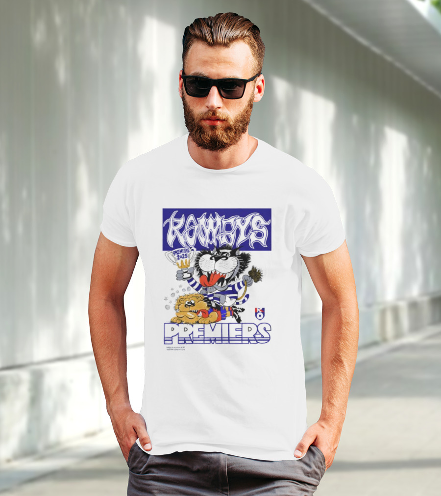 Geelong Cats Rowdys AFL Grand Finals 2025 Premiers Champions Cartoon Style T-Shirt