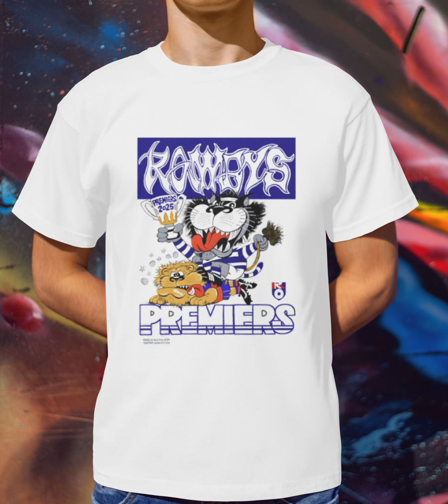 Geelong Cats Rowdys AFL Grand Finals 2025 Premiers Champions Cartoon Style T-Shirt