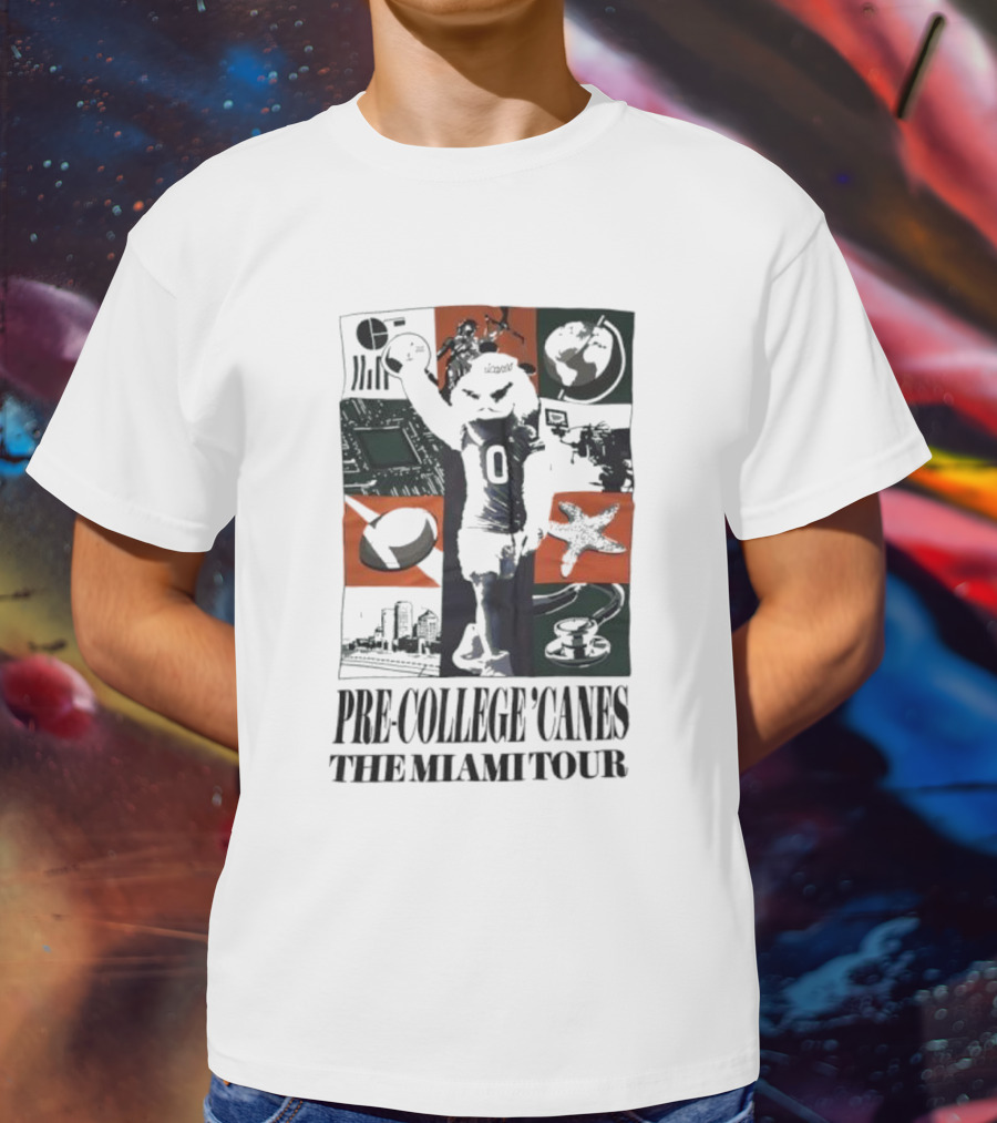 Pre-College 'Canes The Miami Tour Hurricanes Football Astronaut Cityscape Starfish Basketball T-Shirt