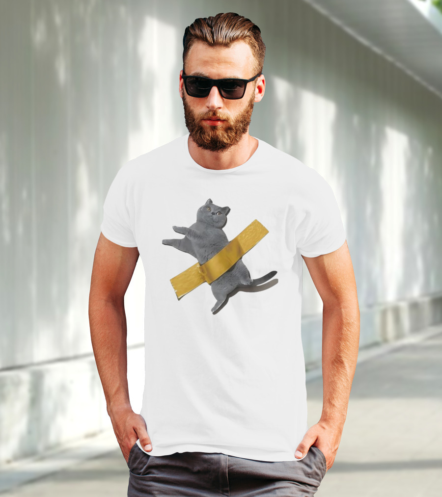 Tape Cat Joke Humor Duct Tape Gag T-Shirt