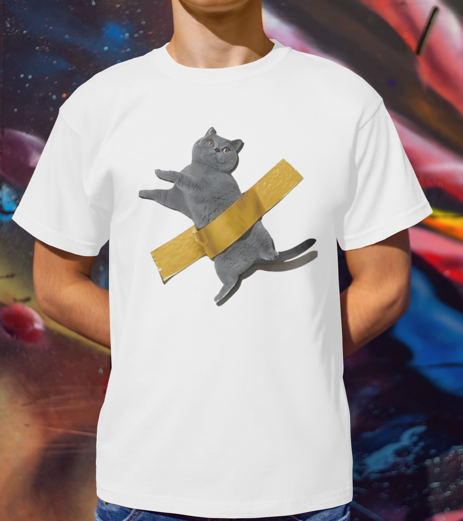 Tape Cat Joke Humor Duct Tape Gag T-Shirt