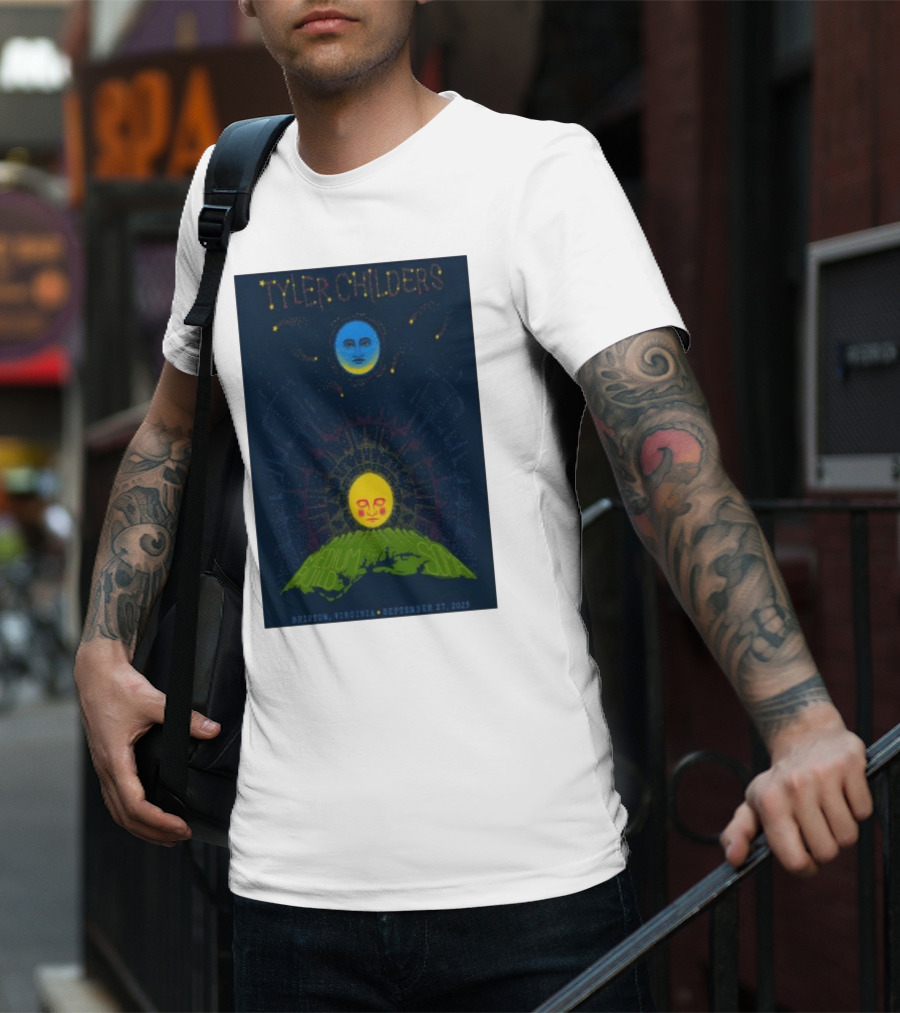 Tyler Childers Bristow Virginia September 27 2025 Medium Build Sola Blue Moon Yellow Sun T-Shirt