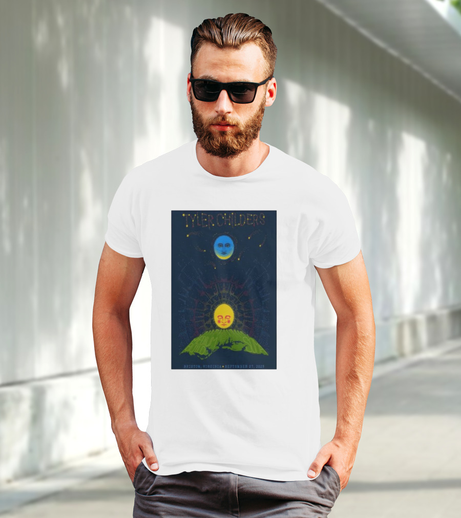 Tyler Childers Bristow Virginia September 27 2025 Medium Build Sola Blue Moon Yellow Sun T-Shirt