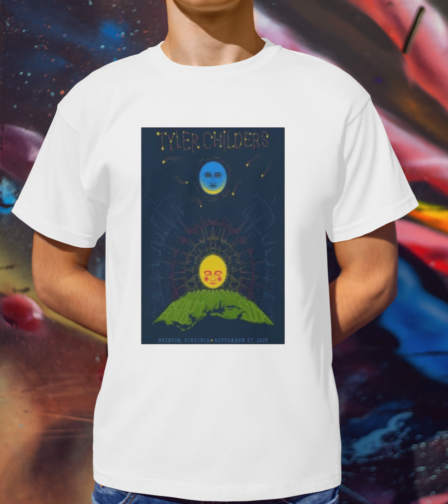 Tyler Childers Bristow Virginia September 27 2025 Medium Build Sola Blue Moon Yellow Sun T-Shirt