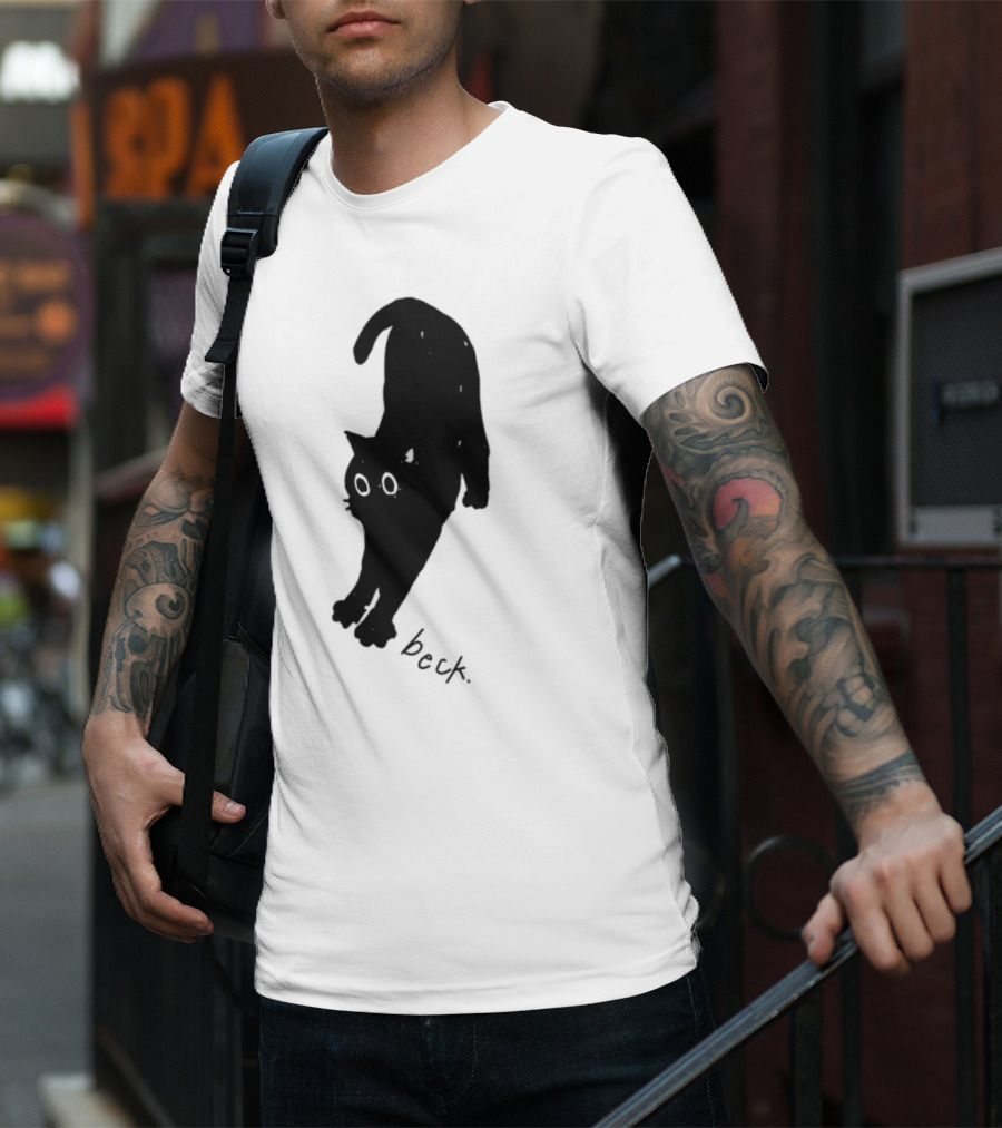 Beck Stretching Cat Silhouette Black Outline T-Shirt