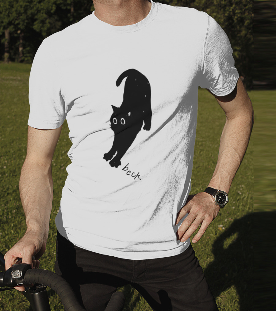 Beck Stretching Cat Silhouette Black Outline T-Shirt
