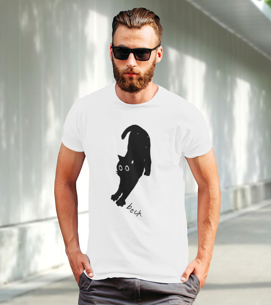 Beck Stretching Cat Silhouette Black Outline T-Shirt