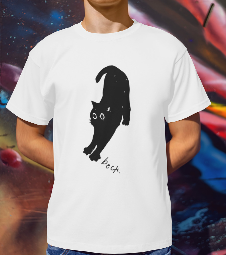 Beck Stretching Cat Silhouette Black Outline T-Shirt