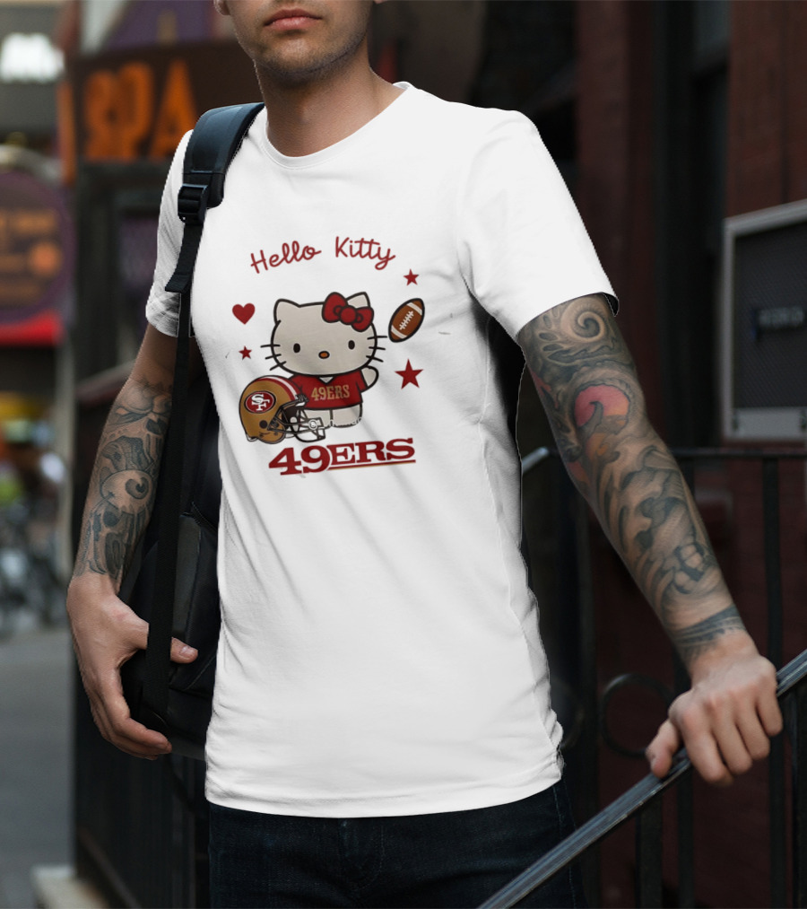 Hello Kitty 49ers Collaboration San Francisco Football Helmet T-Shirt