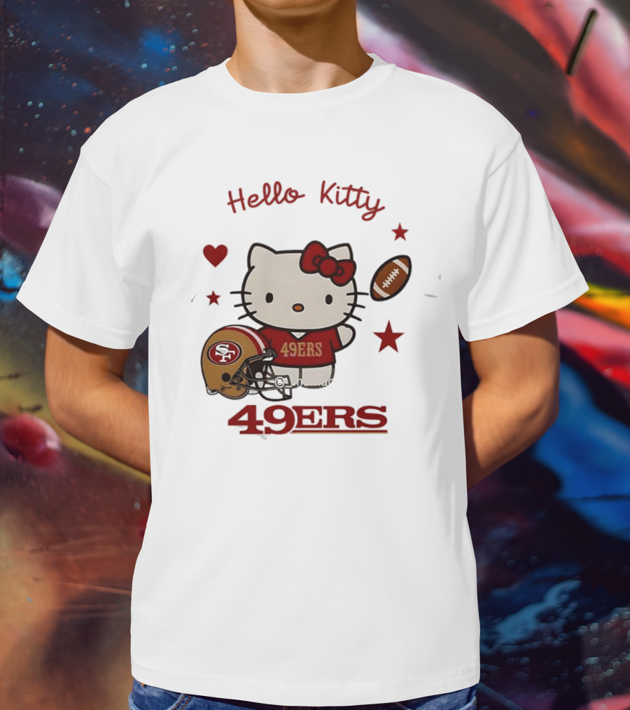 Hello Kitty 49ers Collaboration San Francisco Football Helmet T-Shirt