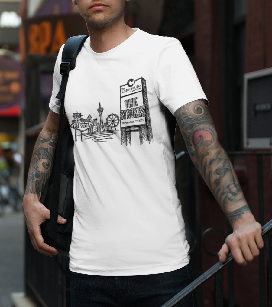 Las Vegas Landmarks Neon Sign Skyline 2025 T-Shirt