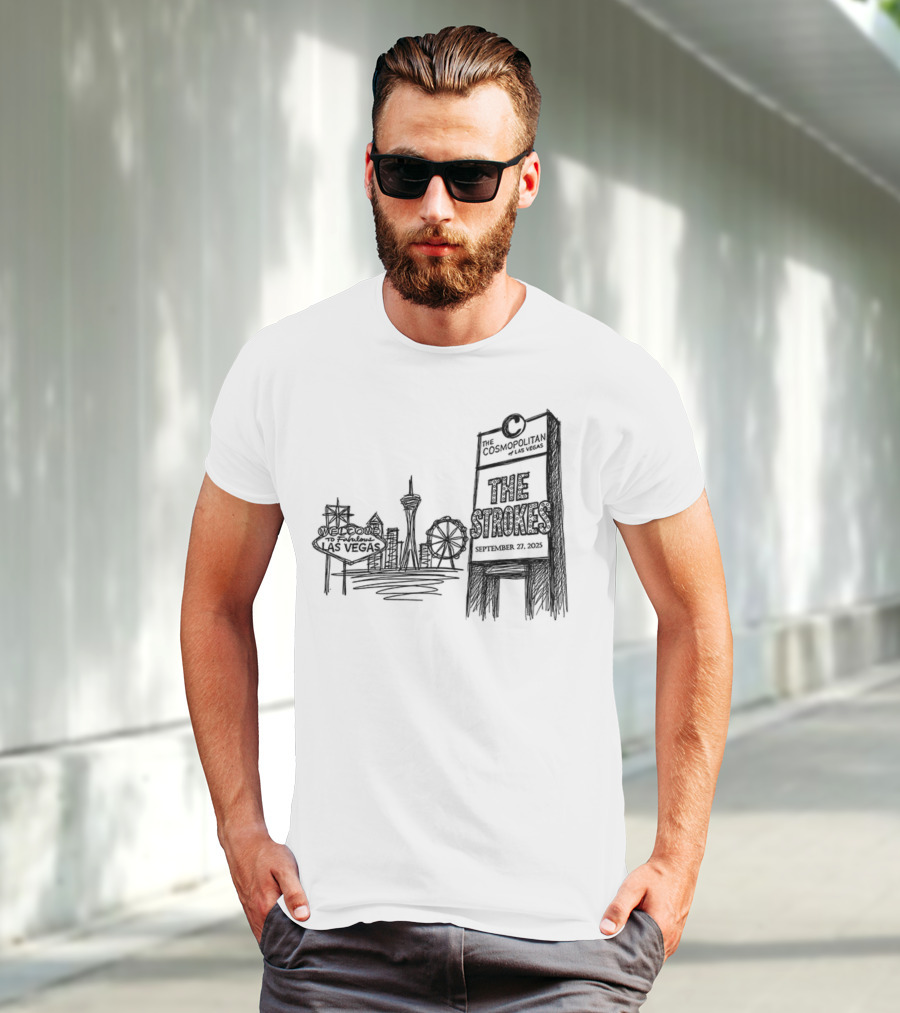 Las Vegas Landmarks Neon Sign Skyline 2025 T-Shirt