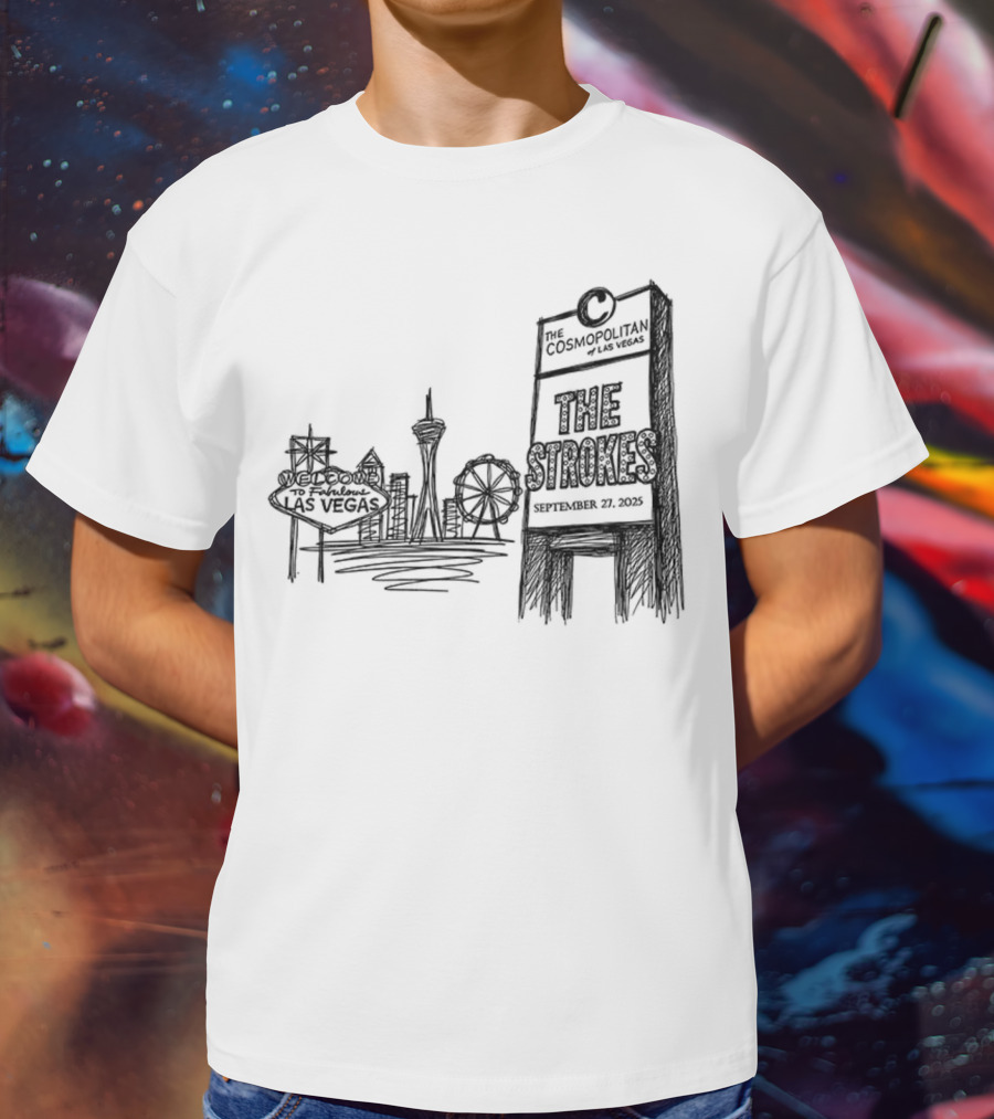Las Vegas Landmarks Neon Sign Skyline 2025 T-Shirt