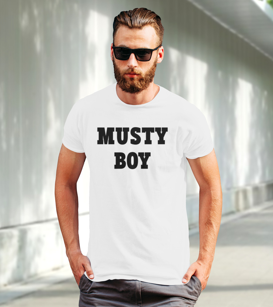 Musty Boy Fun Doodle Typography Hand-Drawn Sketch Style T-Shirt