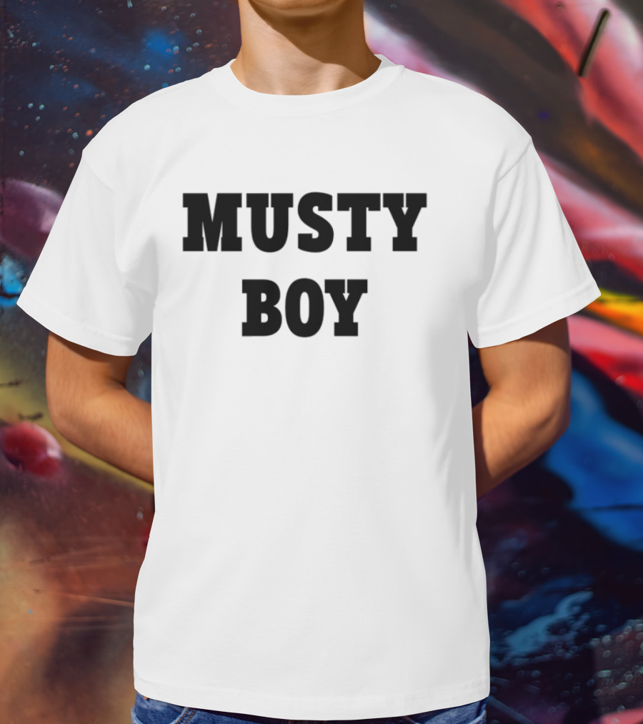 Musty Boy Fun Doodle Typography Hand-Drawn Sketch Style T-Shirt