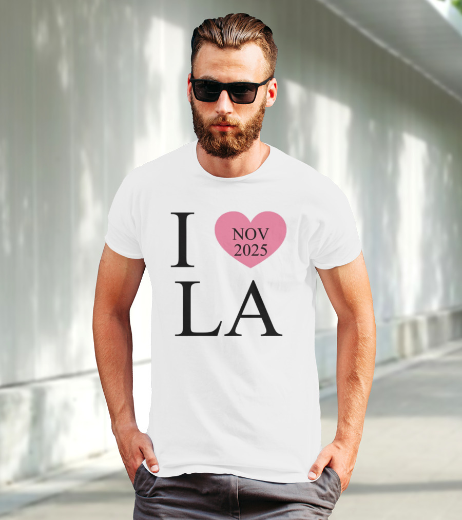 I Love LA Nov 2025 Heart Pink T-Shirt