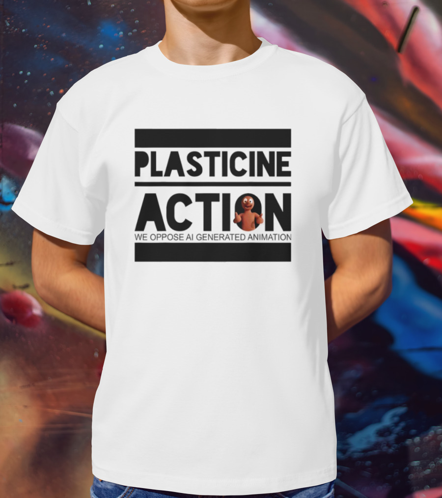 Plasticine Action We Oppose AI Generated Animation Claymation Thumbs Up T-Shirt