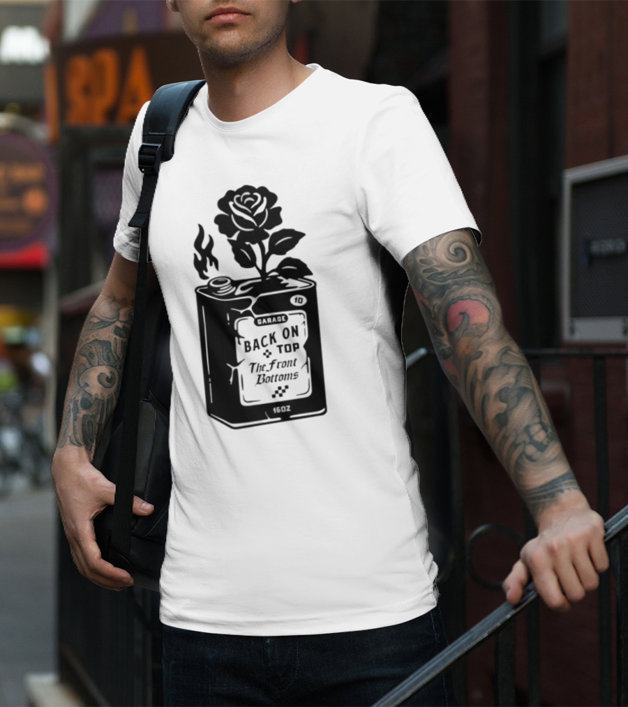 Back On Top The Front Bottoms Lighter-Inspired Art With Rose Motif T-Shirt