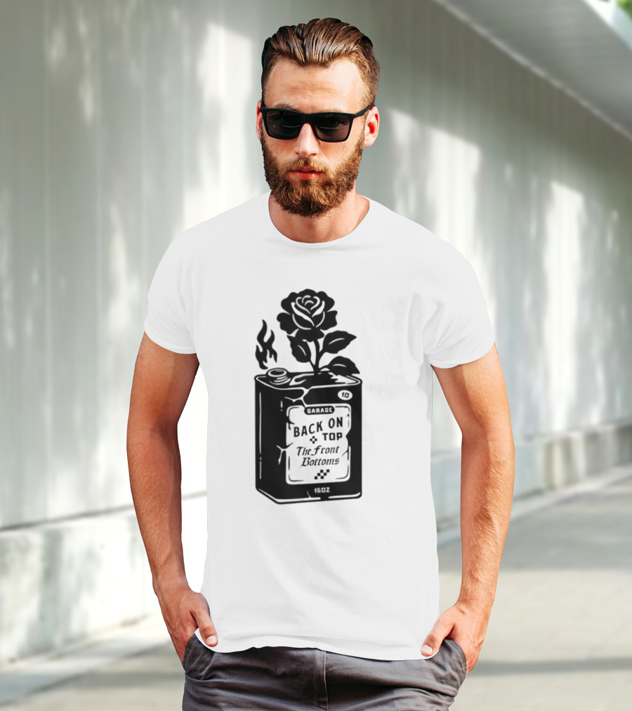 Back On Top The Front Bottoms Lighter-Inspired Art With Rose Motif T-Shirt
