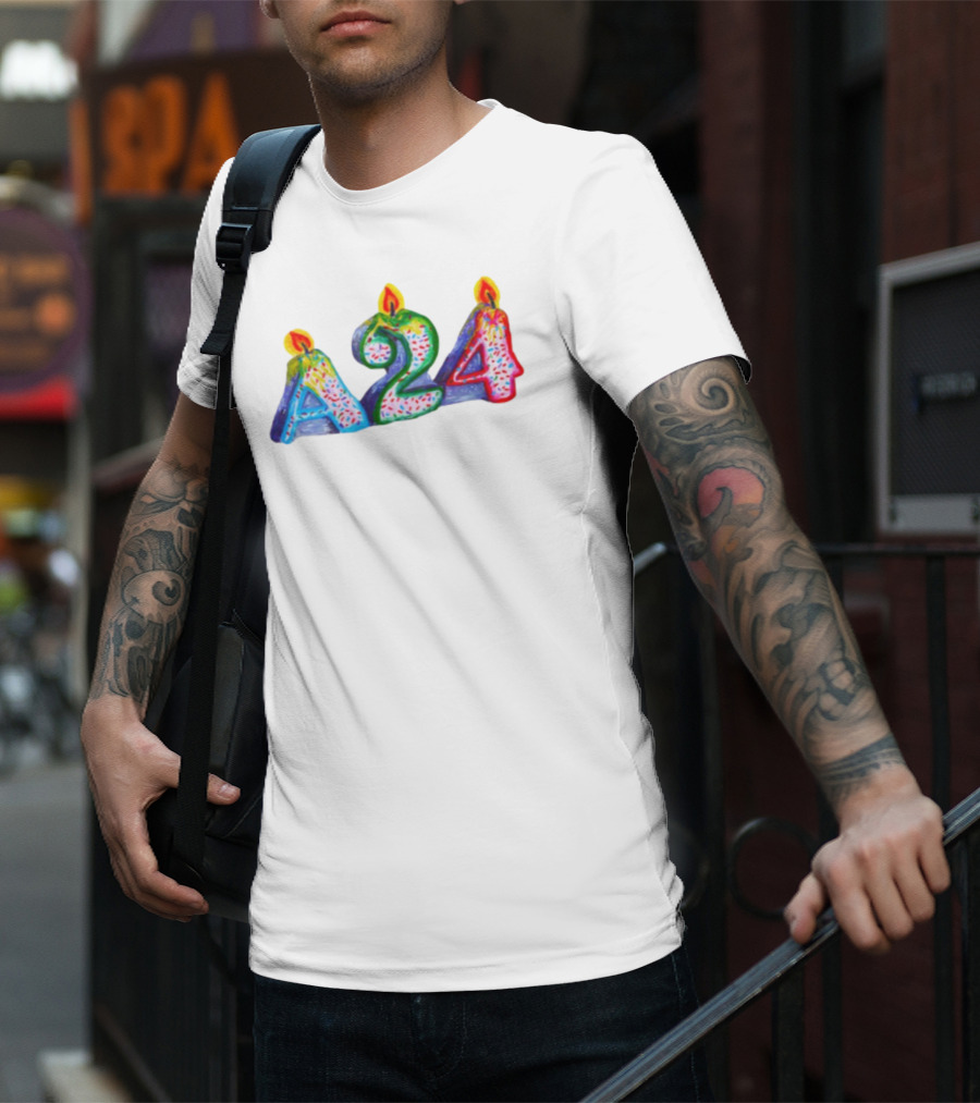 A24 Birthday Candle Celebration Event Festive Candles T-Shirt