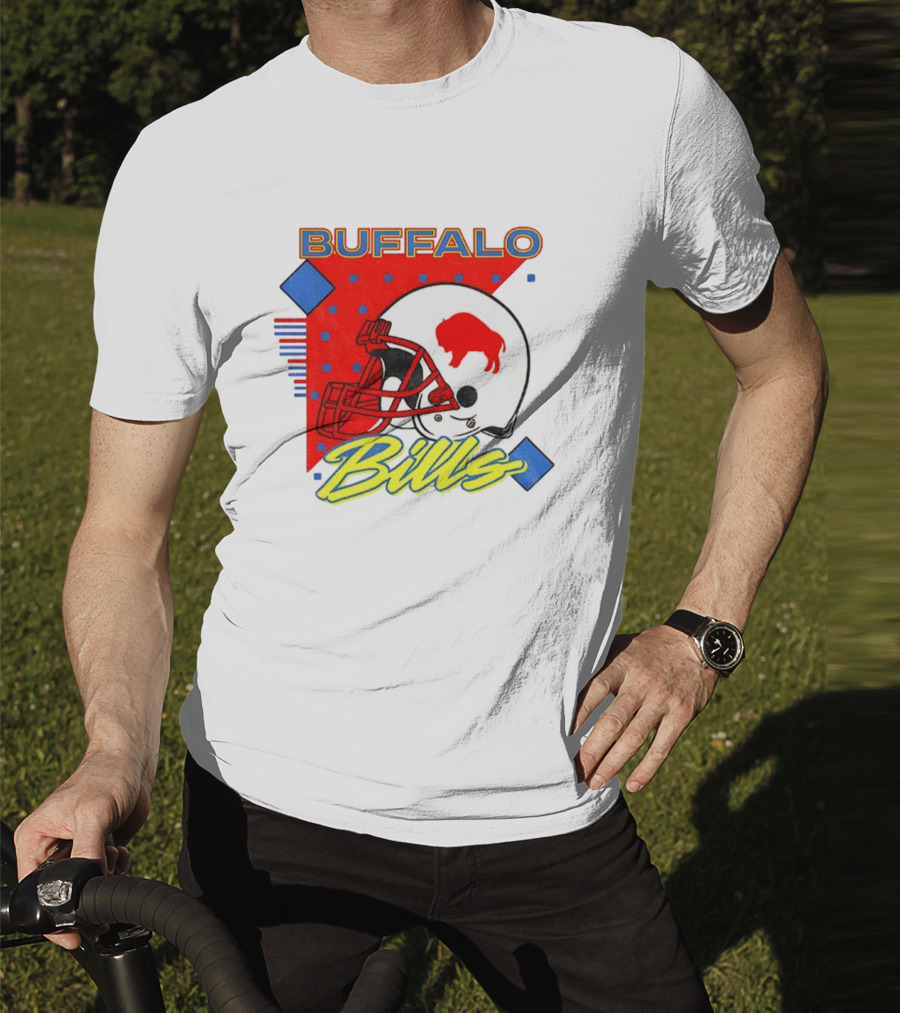 Buffalo Bills 90s Style Football Helmet Retro NFL Game Day T-Shirt