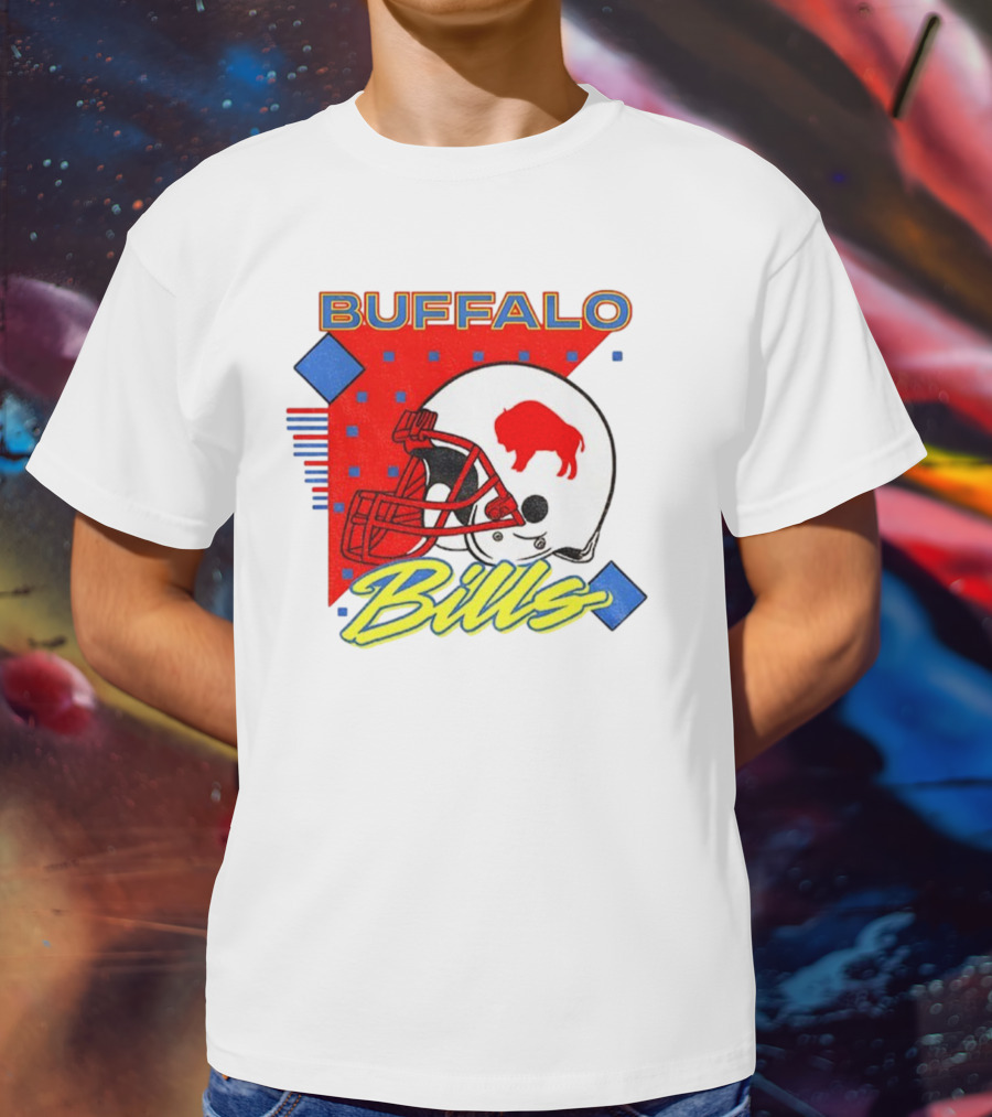 Buffalo Bills 90s Style Football Helmet Retro NFL Game Day T-Shirt
