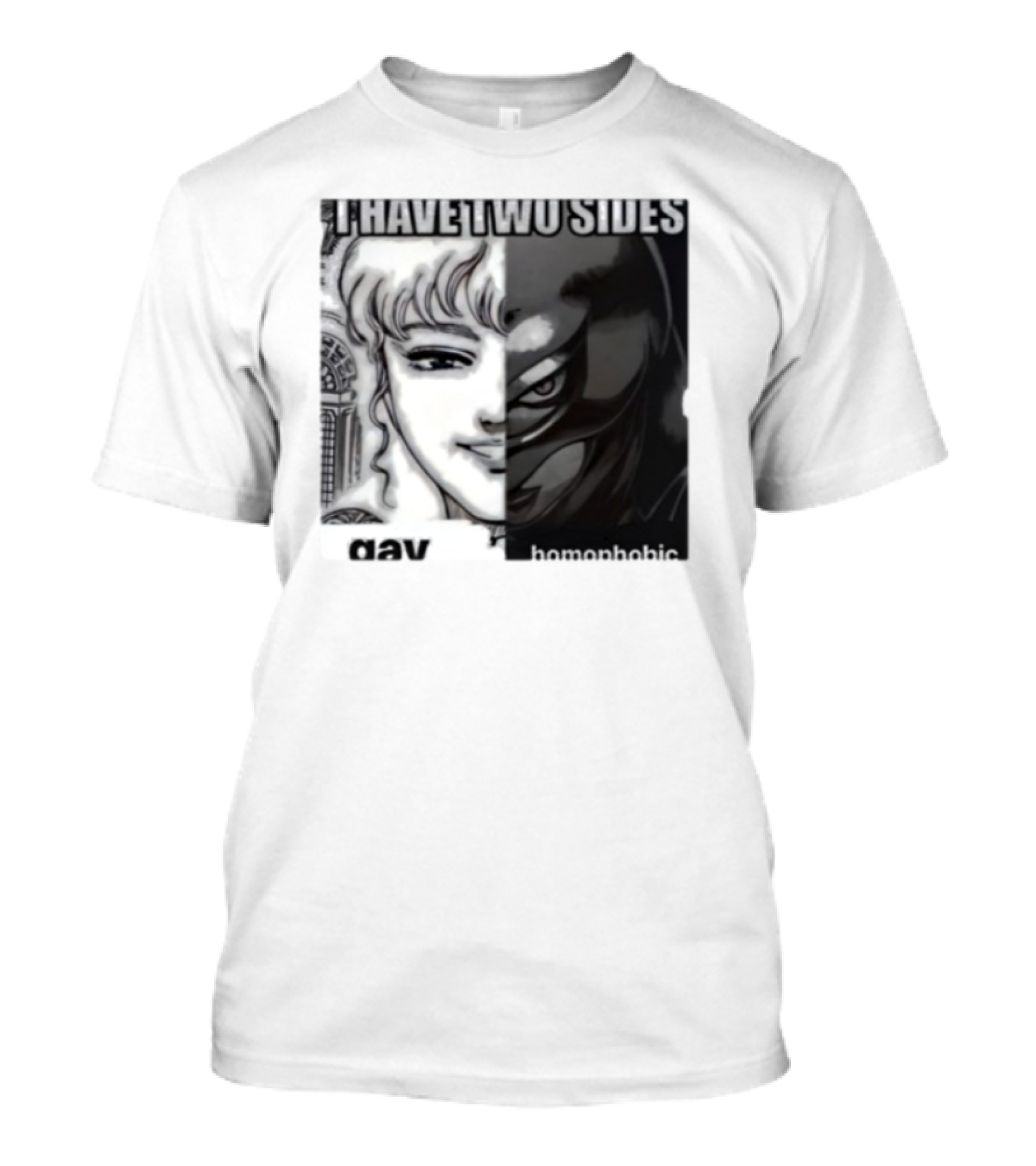I Have Two Sides Gay Homophobic Manga Art Style Contrasting Faces T-Shirt