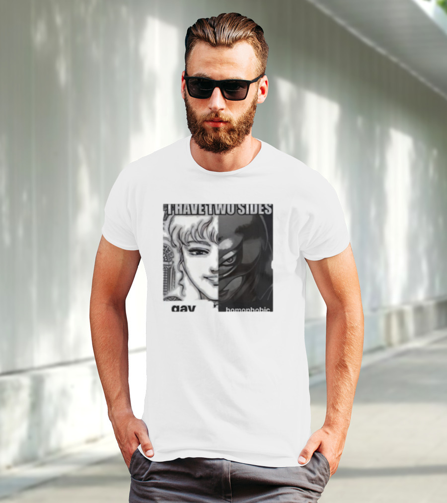 I Have Two Sides Gay Homophobic Manga Art Style Contrasting Faces T-Shirt