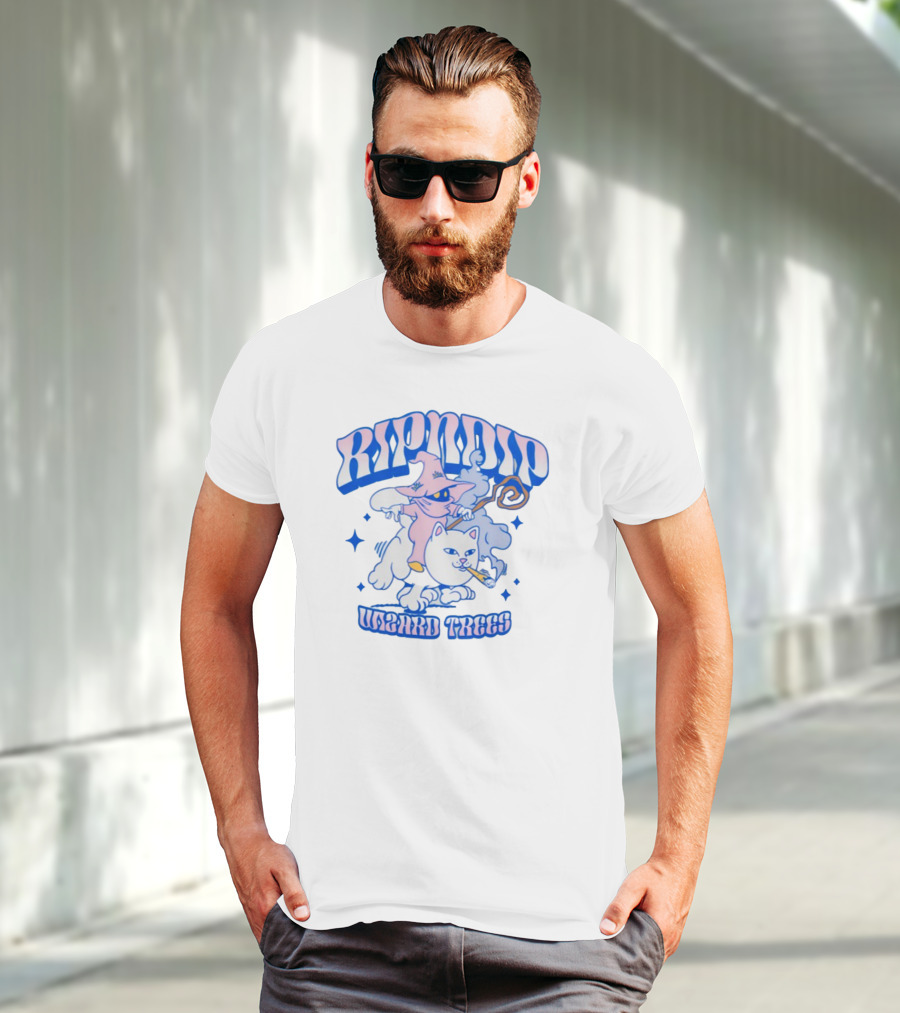 Ripndip Wizard Trees Smoking Cat Riding Clouds T-Shirt