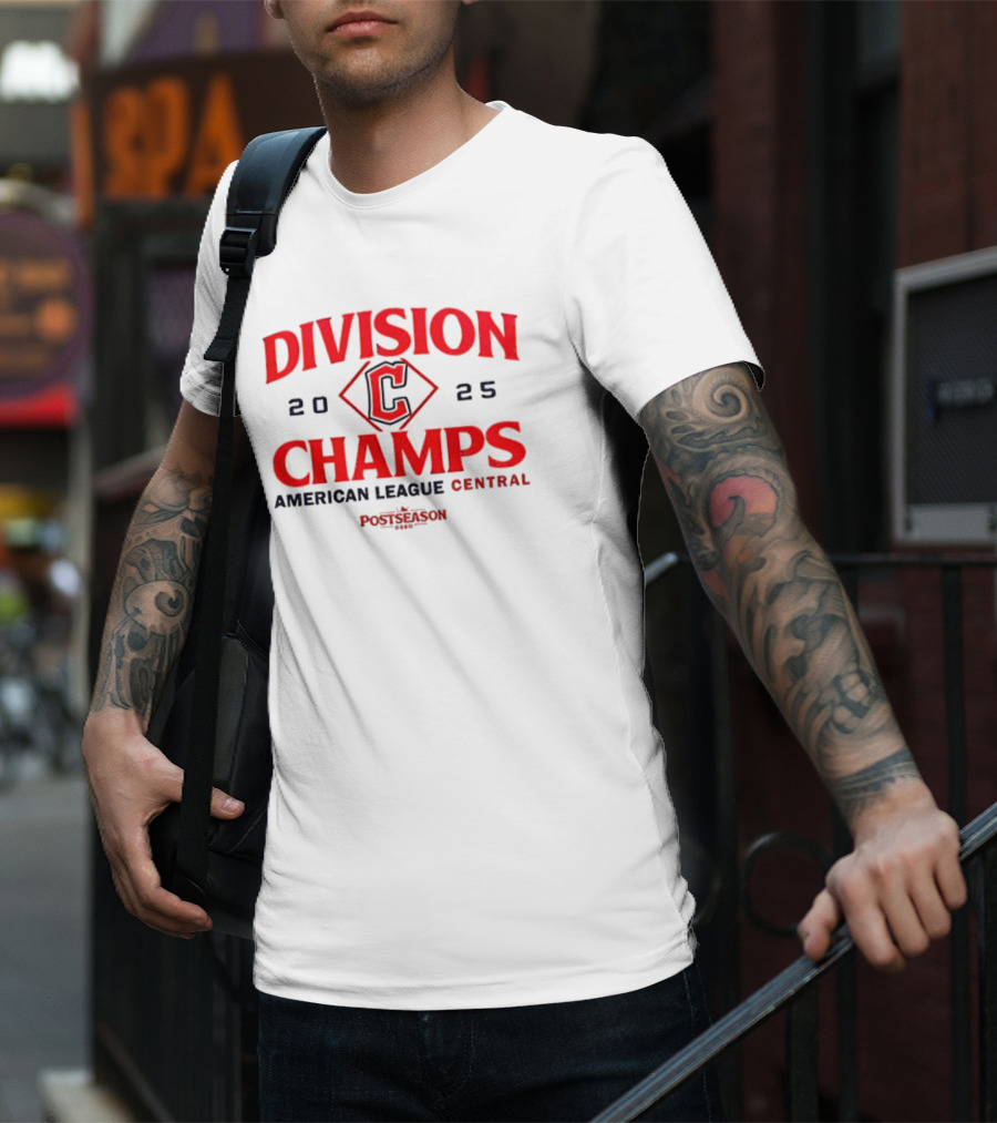 Cleveland Guardians 2025 American League Central Division Champs Postseason T-Shirt