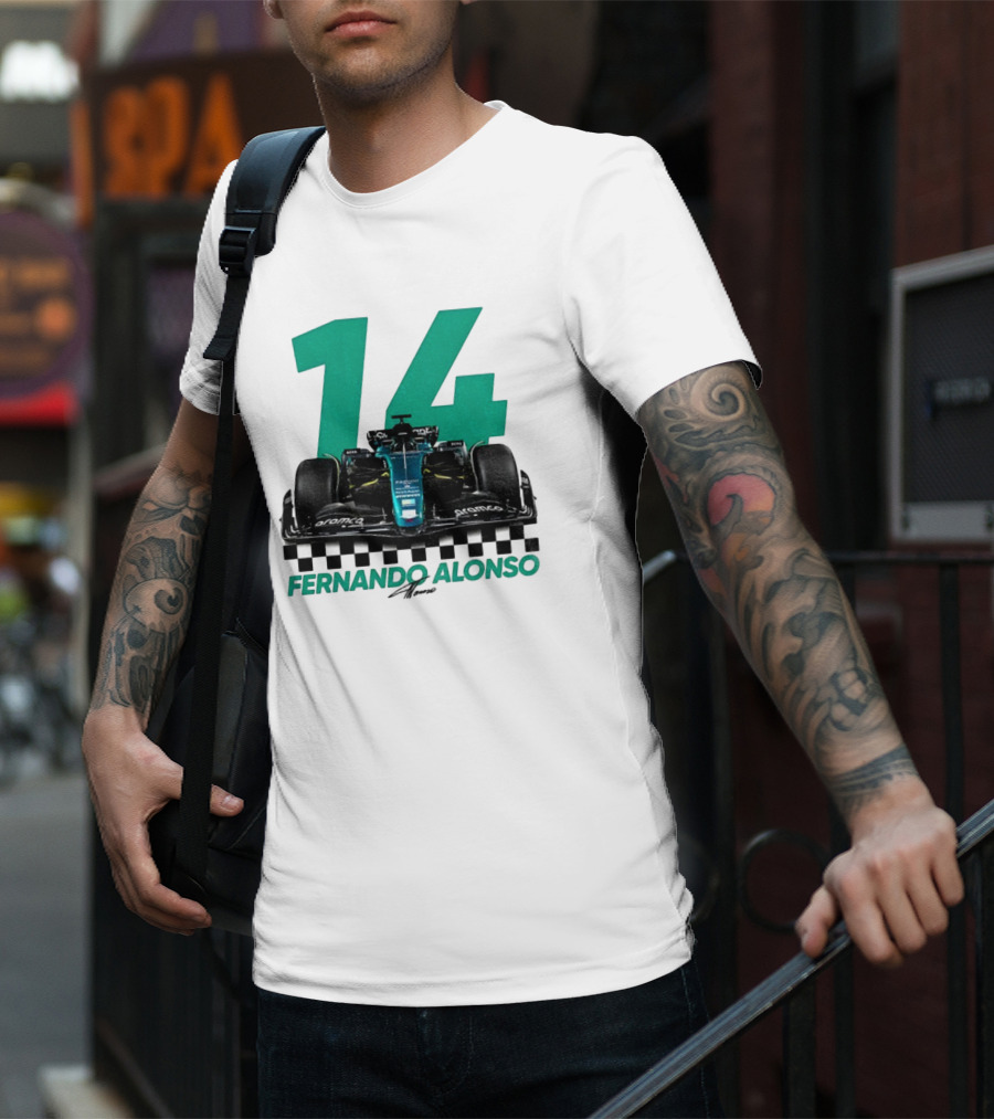 Fernando Alonso 14 F1 Racing Legend Signature Motorsport Fan T-Shirt