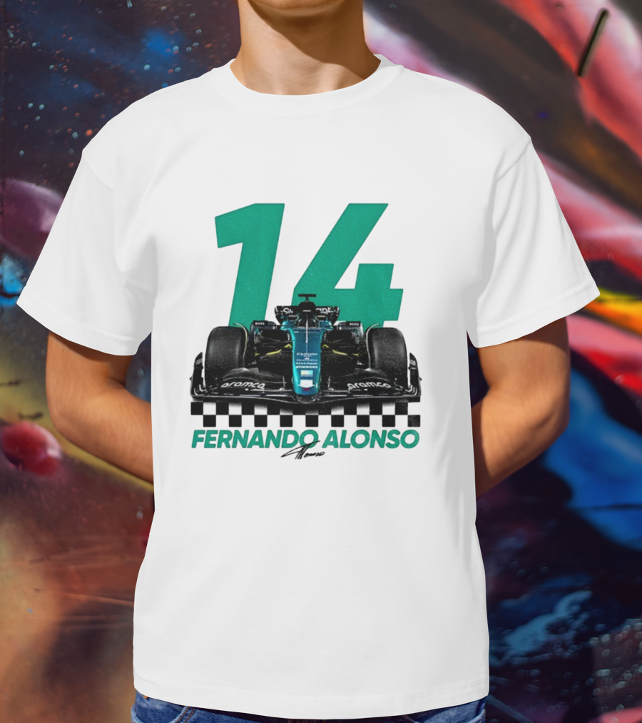 Fernando Alonso 14 F1 Racing Legend Signature Motorsport Fan T-Shirt