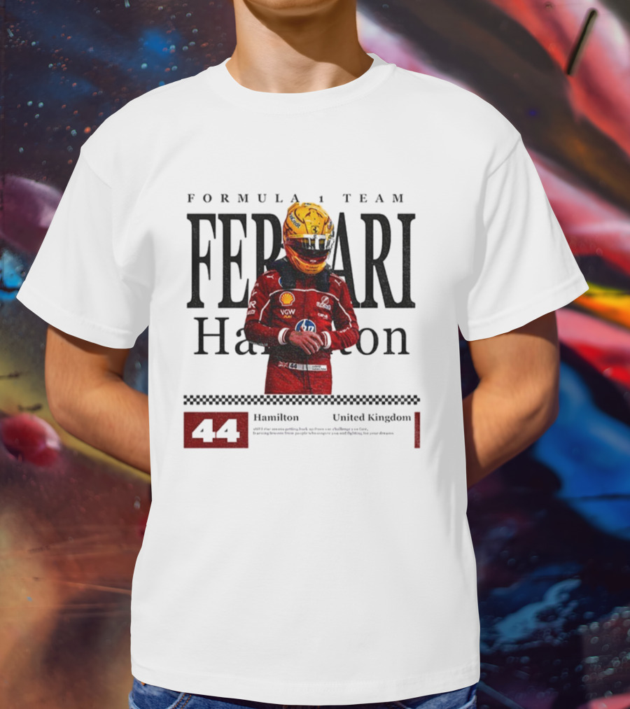 Ferrari Hamilton Red Racing Suit 44 UK Formula 1 Team T-Shirt