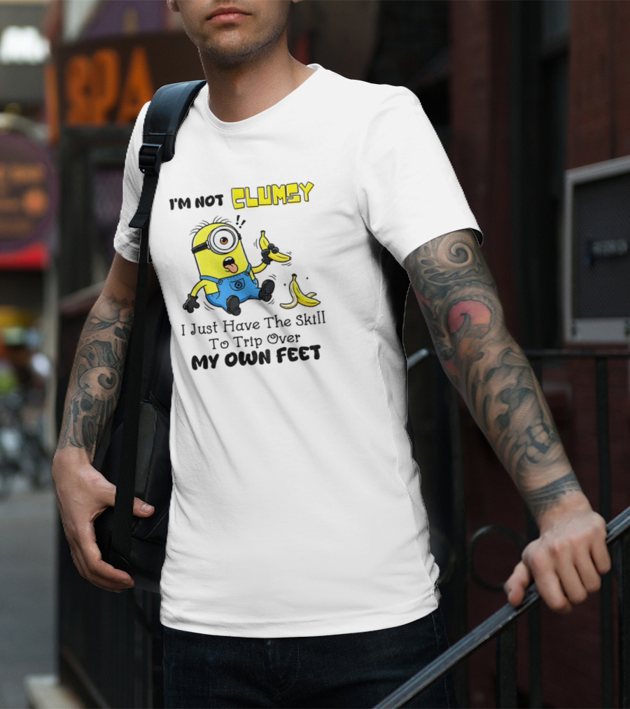 Minion Clumsy Banana Humor Trip Over My Own Feet T-Shirt