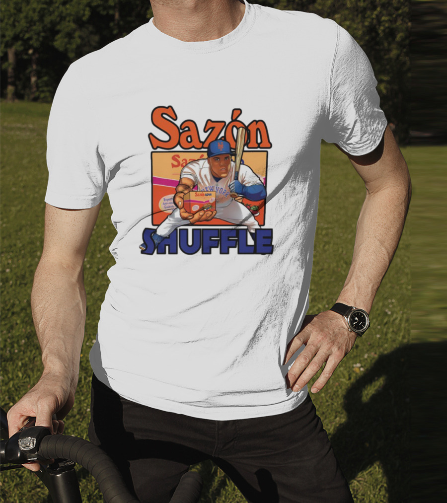 New York Sazón Goya Baseball Player Shuffle T-Shirt