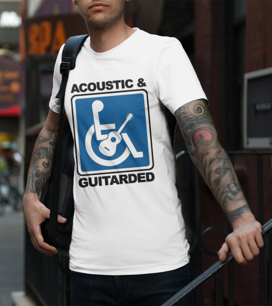 Acoustic And Guitarded Wheelchair Symbol Guitar Icon T-Shirt