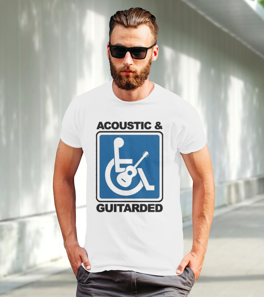 Acoustic And Guitarded Wheelchair Symbol Guitar Icon T-Shirt