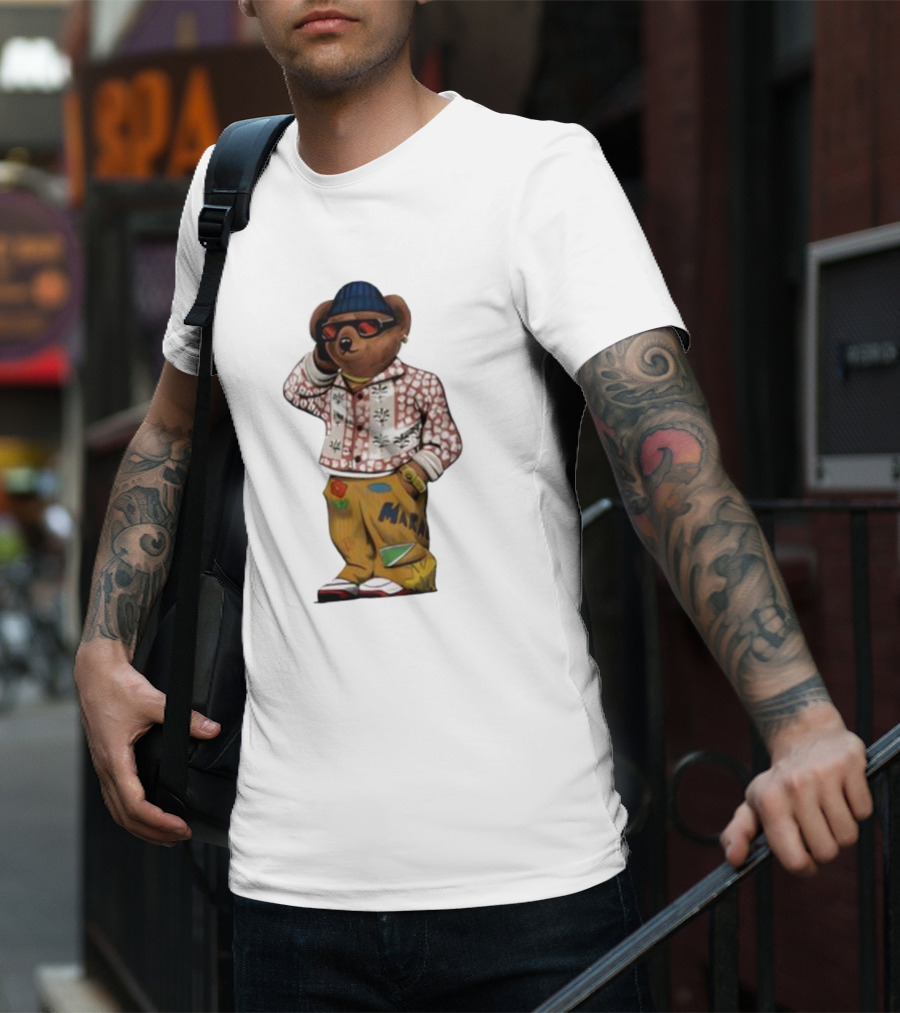 Folk Fitted Bear Floral Pattern Jacket Cool Style T-Shirt