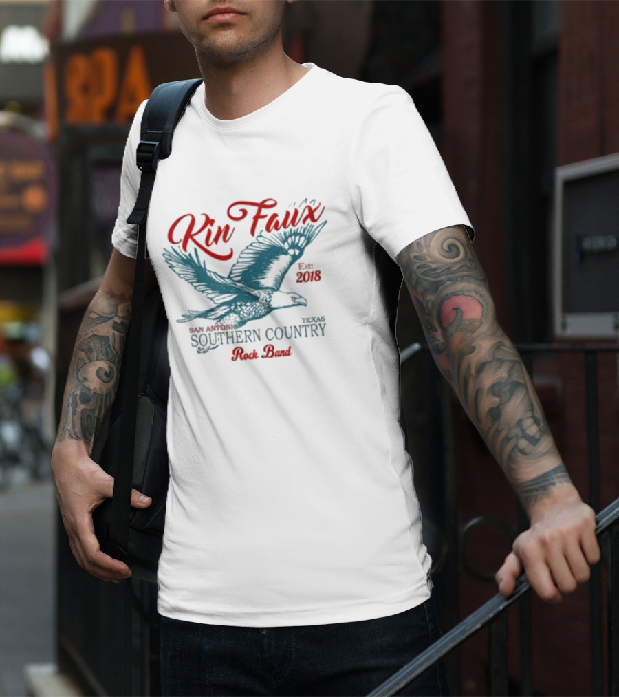 Kin Faux Southern Country Rock Band San Antonio Texas Eagle Est 2018 T-Shirt