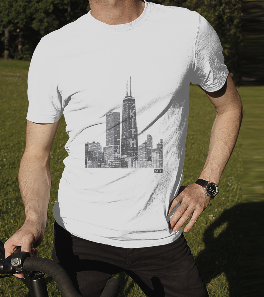 Kith Chicago Skyline Merchandise Featuring Iconic Skyscraper Artwork T-Shirt