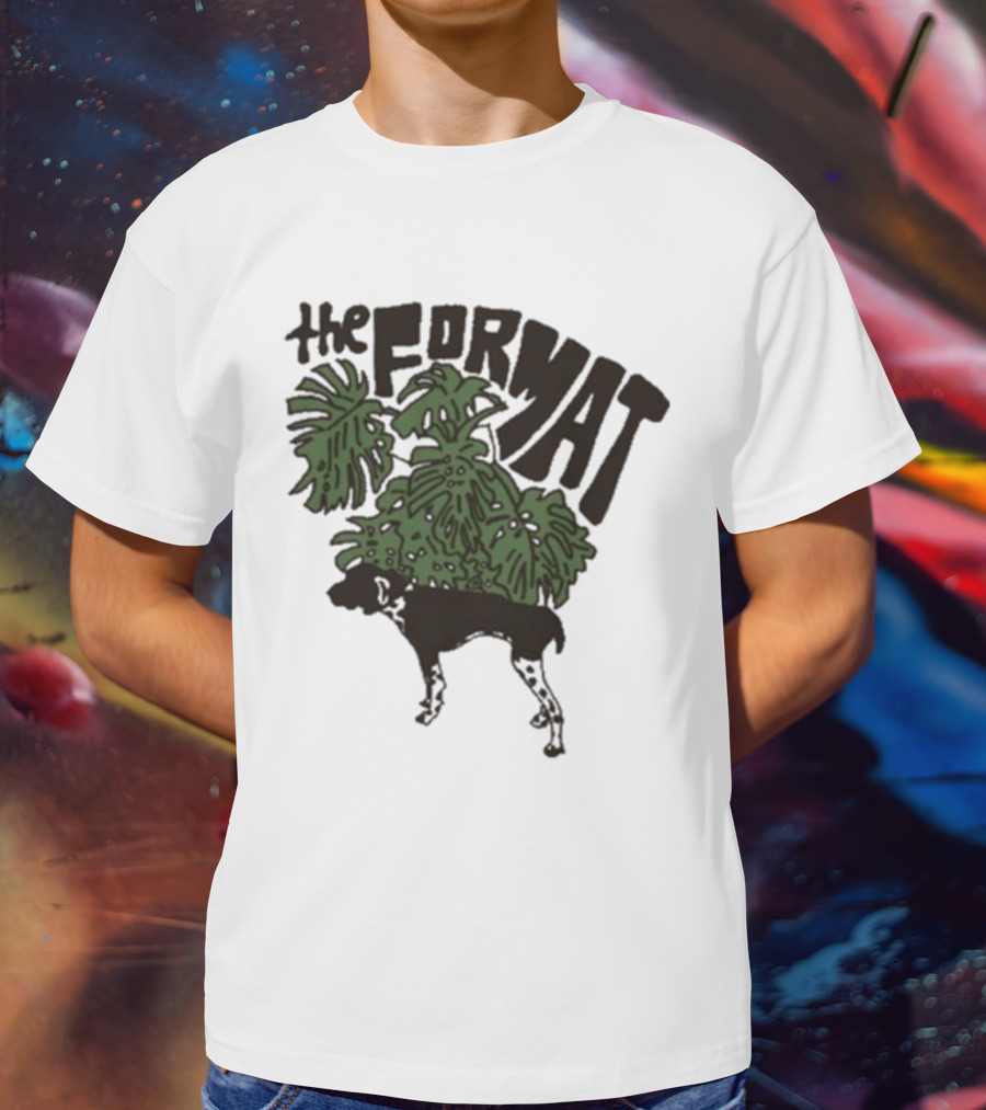 The Format Tropical Leaves And Dog Mustard T-Shirt