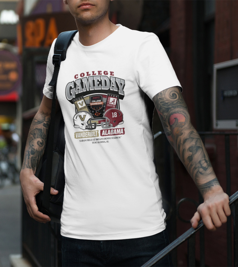 College GameDay Vanderbilt Commodores Vs Alabama Crimson Tide Saban Field Bryant Denny Stadium Tuscaloosa 2025 T-Shirt