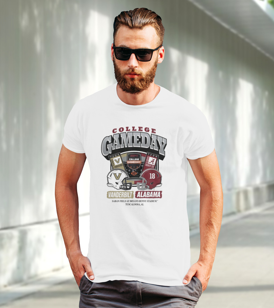 College GameDay Vanderbilt Commodores Vs Alabama Crimson Tide Saban Field Bryant Denny Stadium Tuscaloosa 2025 T-Shirt