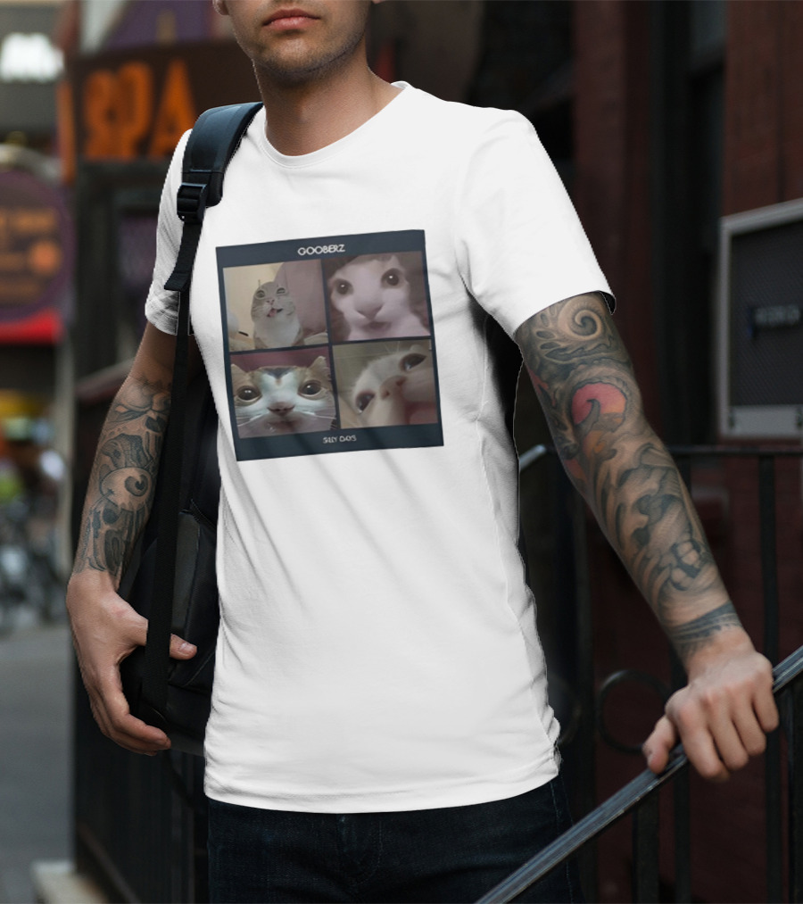 Gooberz Silly Days Funny Cat Faces Collage T-Shirt